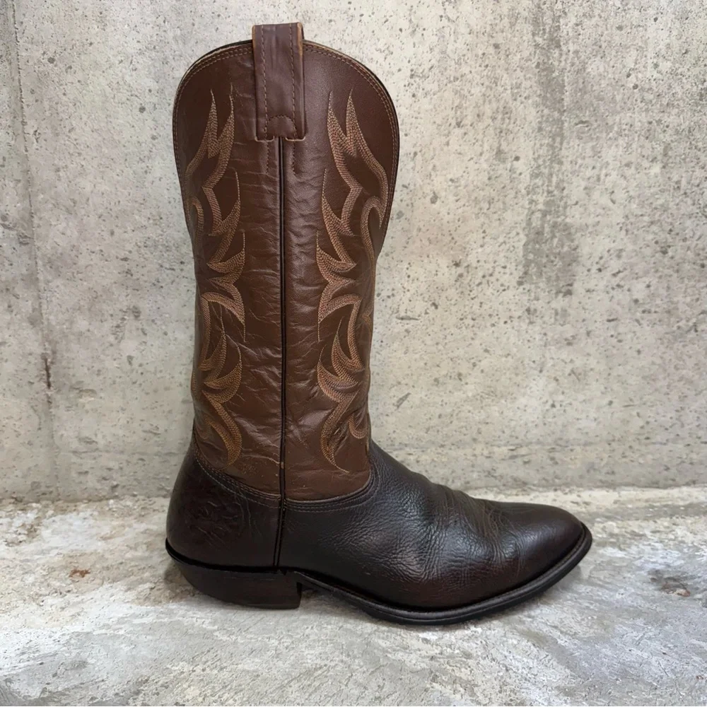 Vintage Nocona Cowboy Boots 11.5D USA Made Brown Western Leather